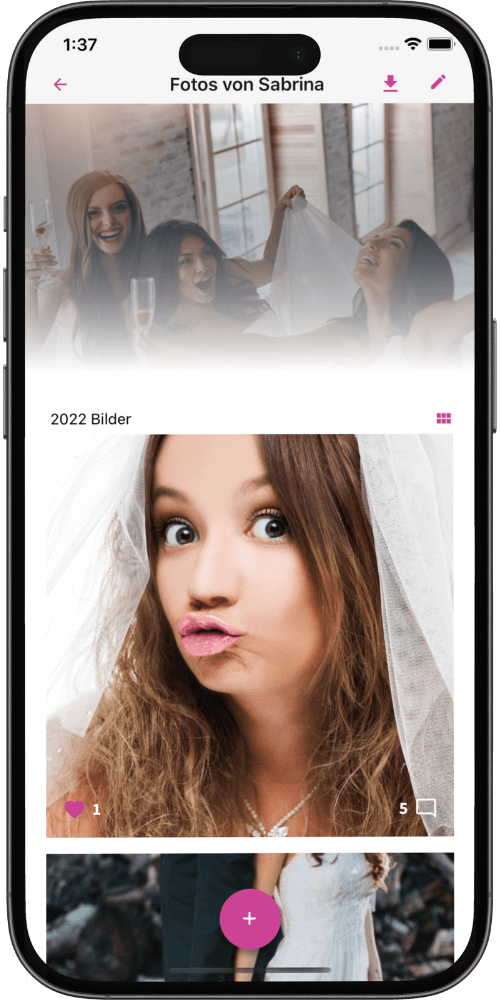 Einfach Hochzeitsfotos von Gästen sammeln mit QR-Code