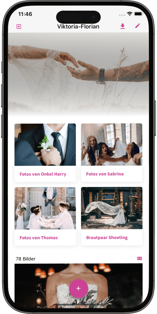 Mit QR-Code Fotos hochladen von der Hochzeit